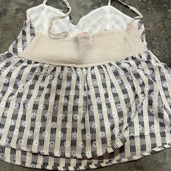 Flying Tomato Floral Embroidered Gingham Babydoll Top with Adjustable Straps - Picture 9 of 12